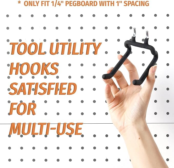 HUHOLE Pegboard Drill Holder  Peg Board Tool Utility Hooks  10 Pack Heavy Duty Pegboard Tool Holder for Power Tools  Drill  Hammer  Cord  Fit for 1/4"" Pegboard - Image 5